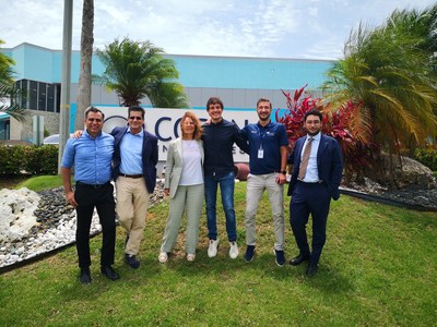 From left to right: Efraín Rodriguez – CEO, Copan Industries; Ernesto Rodriguez, Consultant, Copan Group; Stefania Triva – President and CEO, Copan Group; Marco Rovetta – Sr. Technical Services Manager Copan Industries; Agustin Oros – Production Director, Copan Industries; Giorgio Triva – Strategic Project Manager, Copan Group.